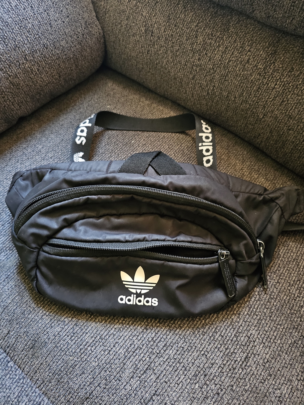 adidas Black Trefoil Belt Bag with Logo Strap